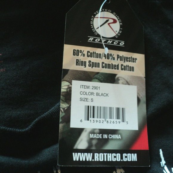 New Rothco T-Shirt Men's S Black Distressed Flag - Picture 7 of 7